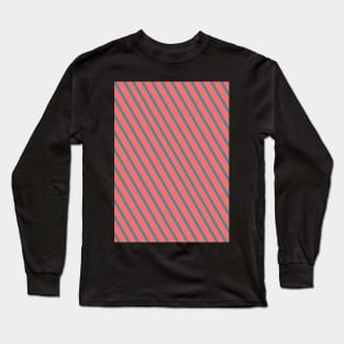 Living Coral Diagonal Stripes Long Sleeve T-Shirt